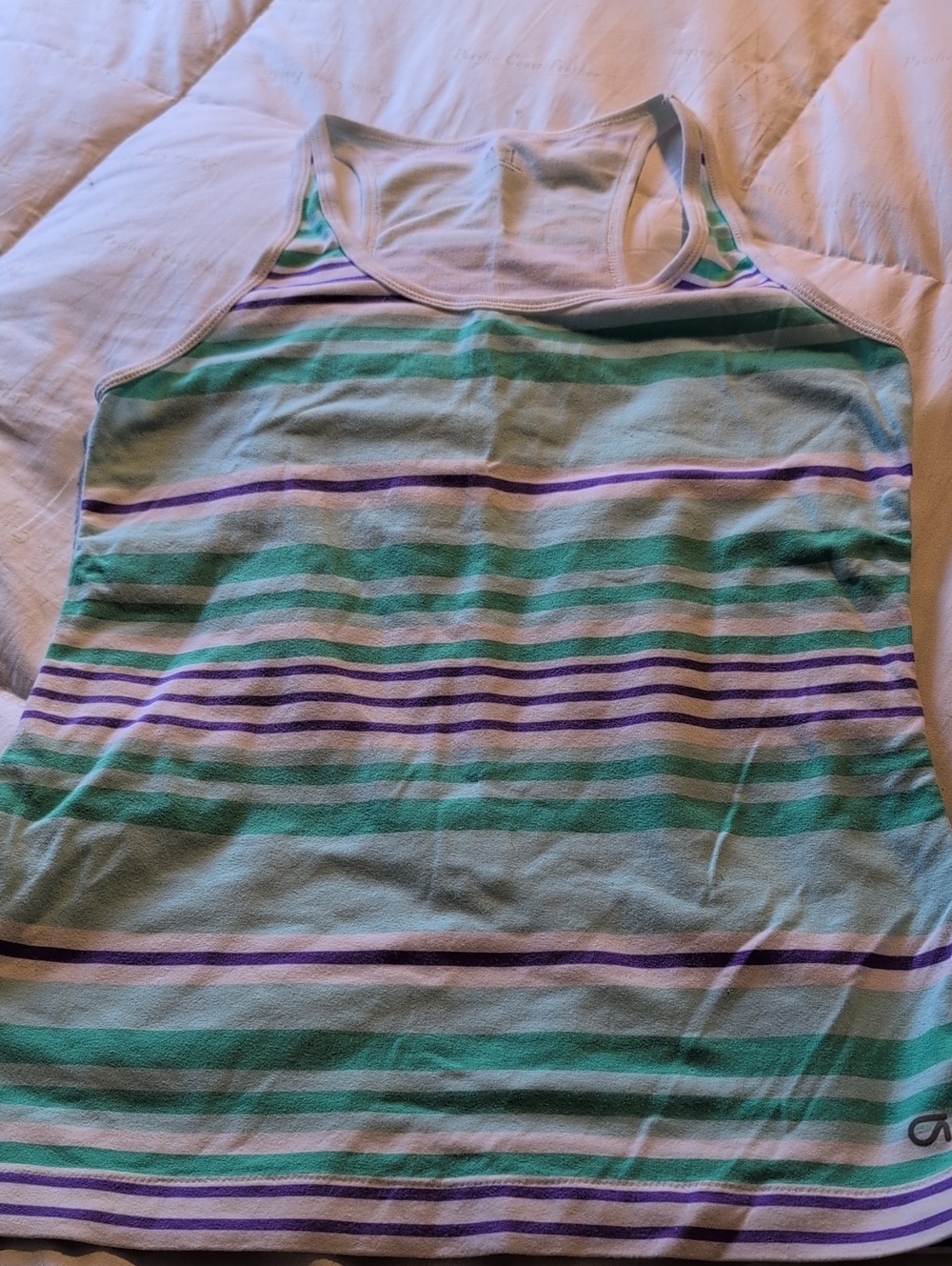 GAP Fit Mint, Purple and White Striped Racerback Tank Top Sz Small
